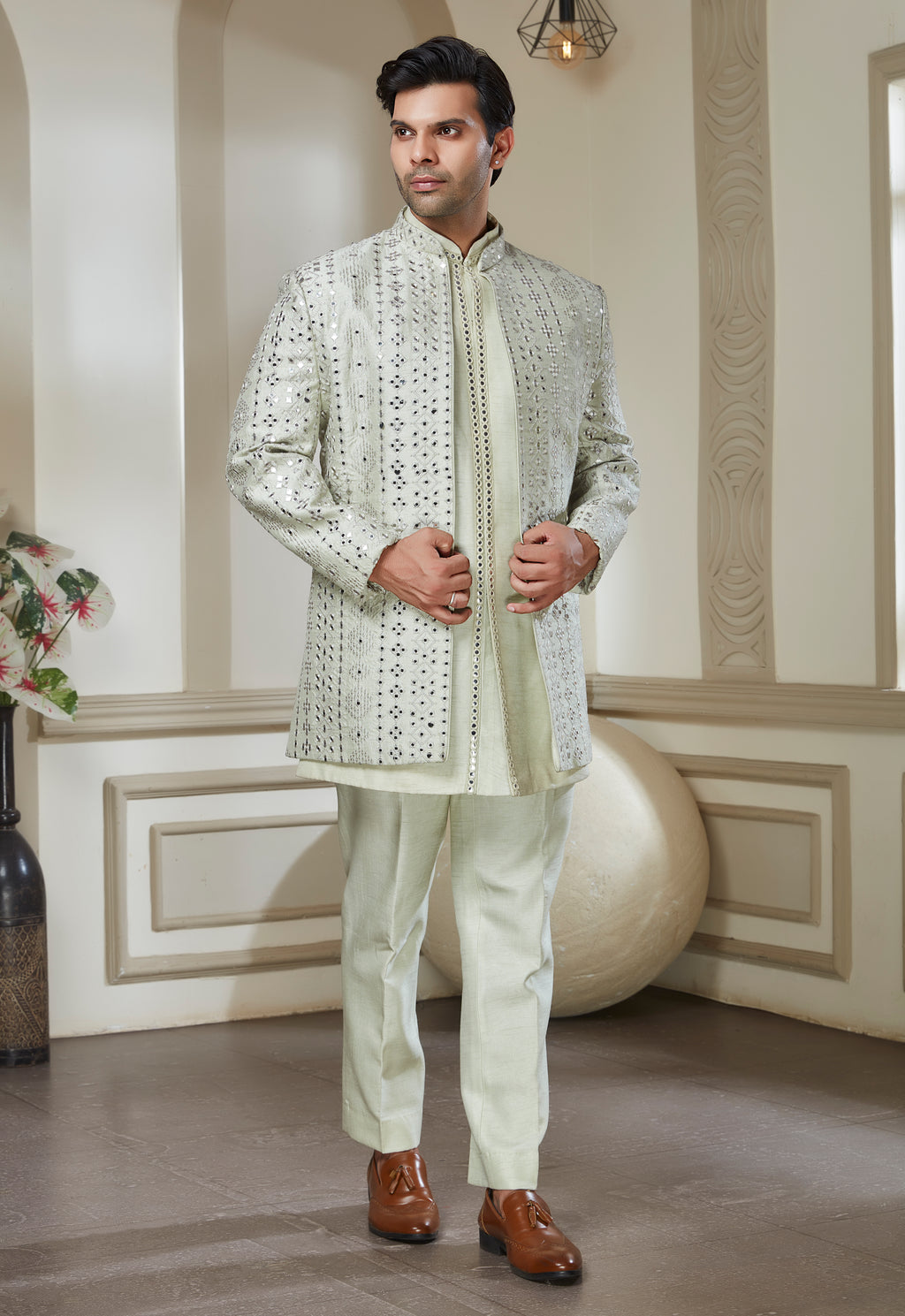 Mirror Embroidered Indo Western Set