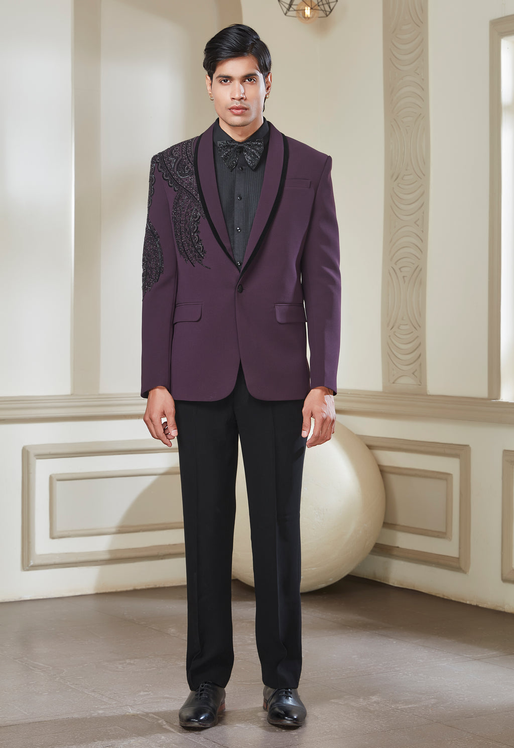 Purple Embroidered Tuxedo