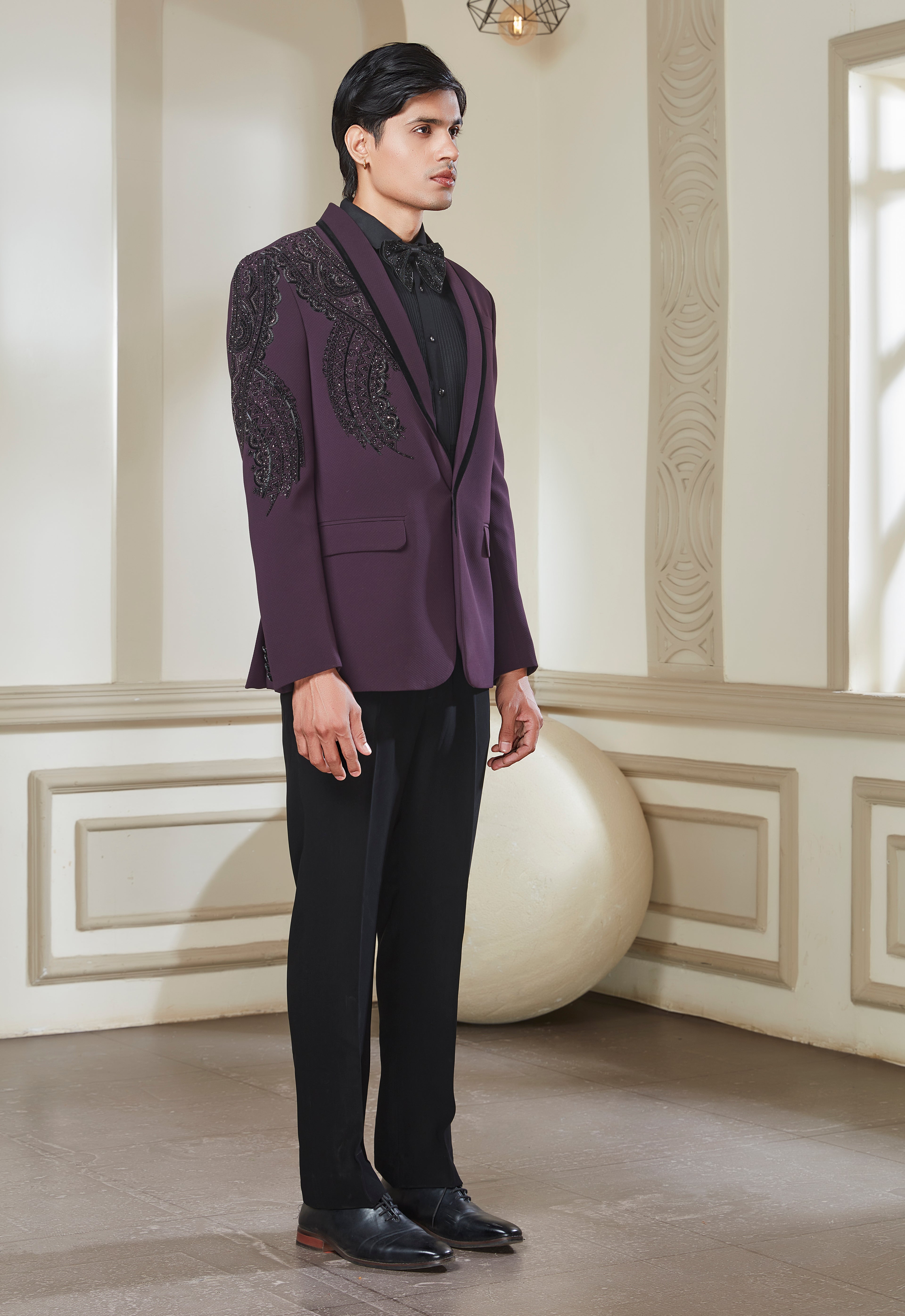 Purple Embroidered Tuxedo