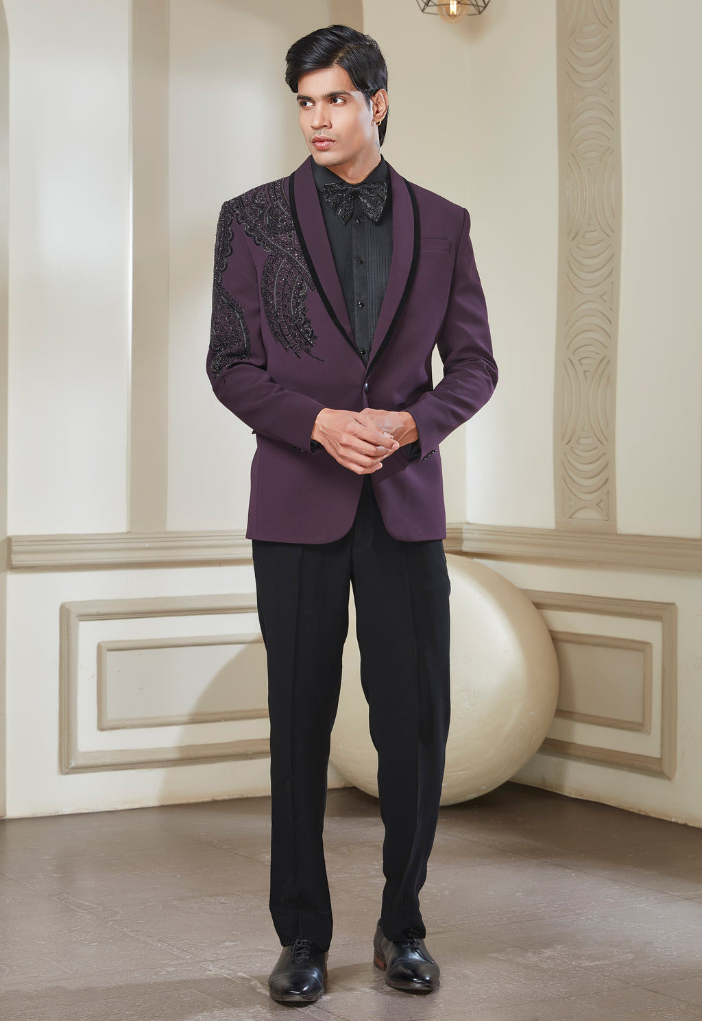 Purple Embroidered Tuxedo