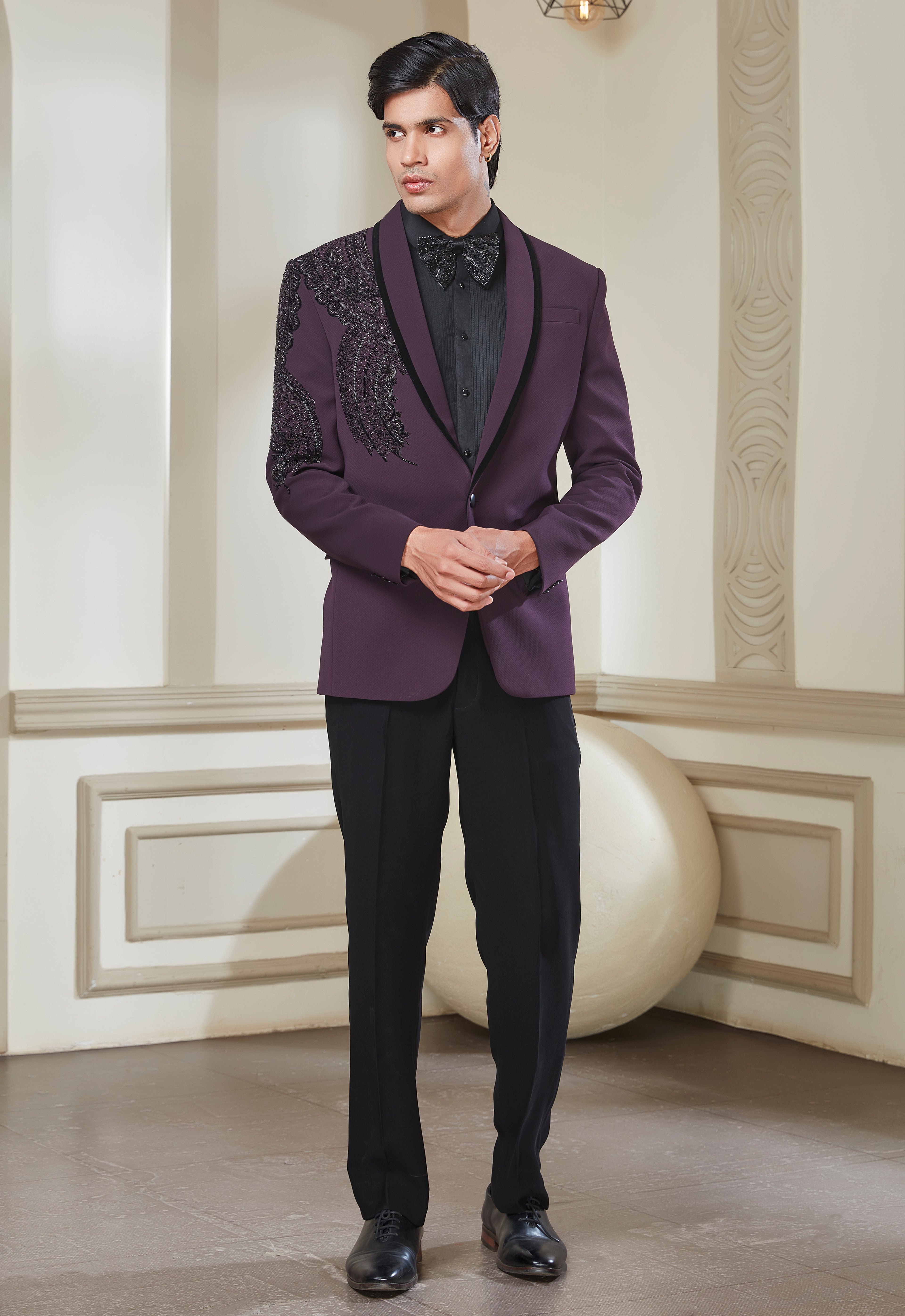 Purple Embroidered Tuxedo