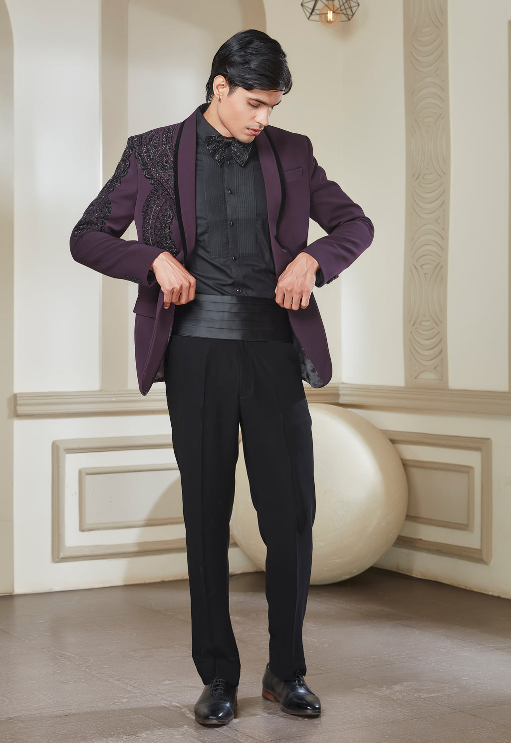 Purple Embroidered Tuxedo