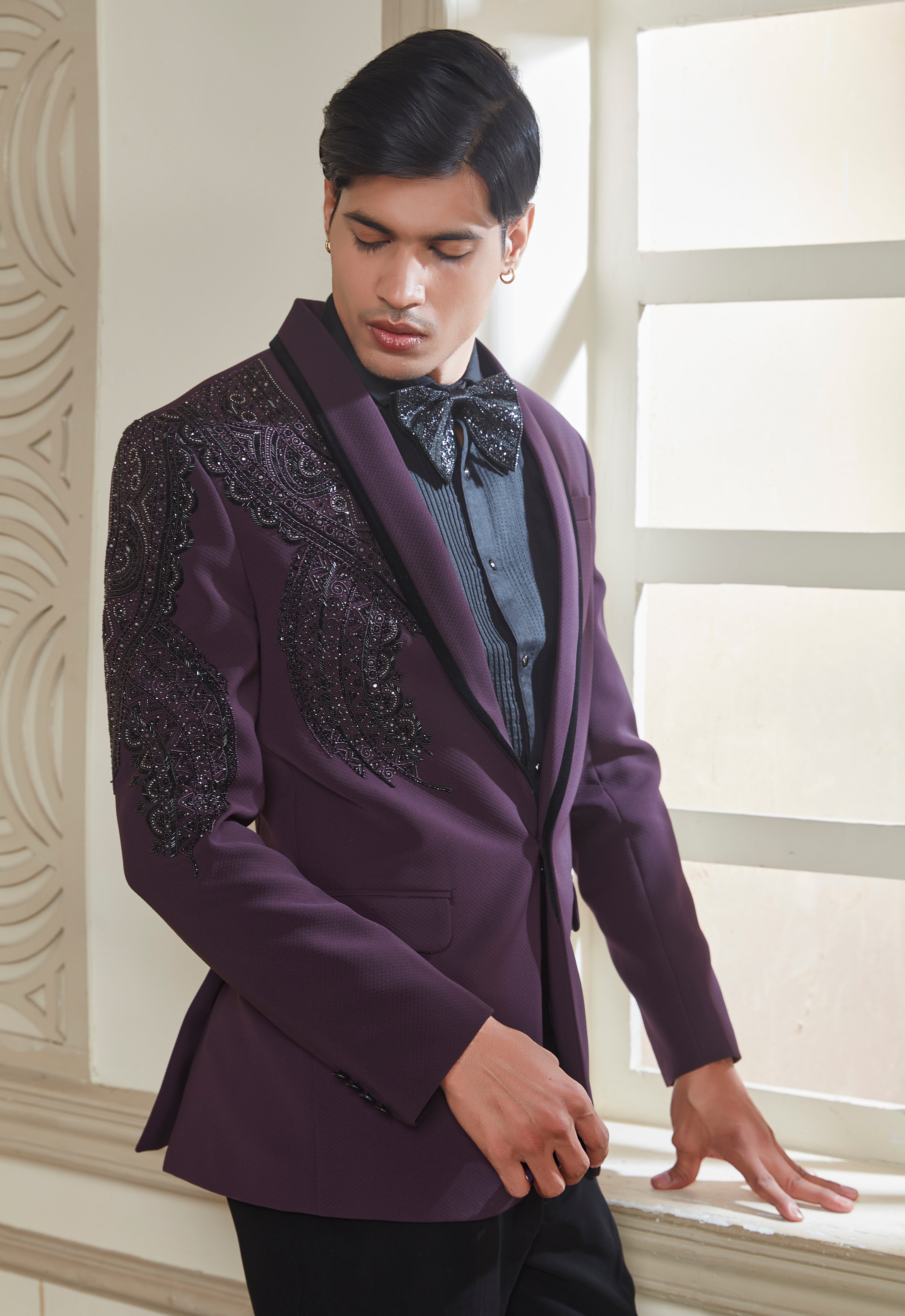 Purple Embroidered Tuxedo