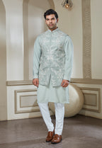 Sage Green Polyester Bandi Kurta Set
