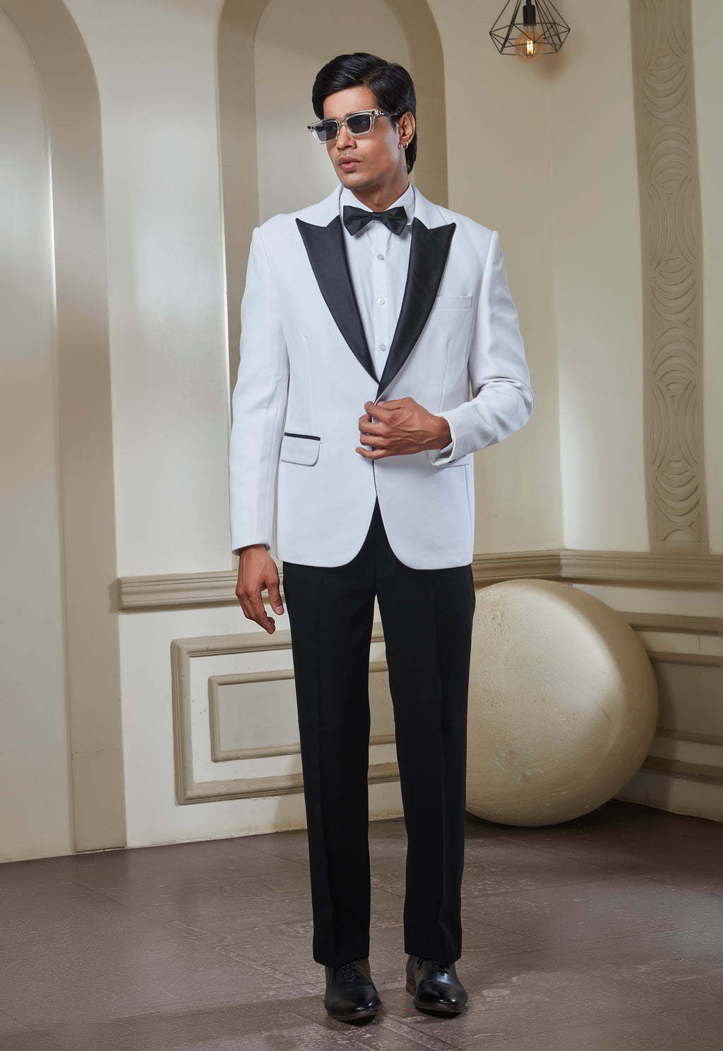 White Polyester Tuxedo Set