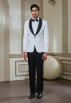 White Polyester Tuxedo Suit