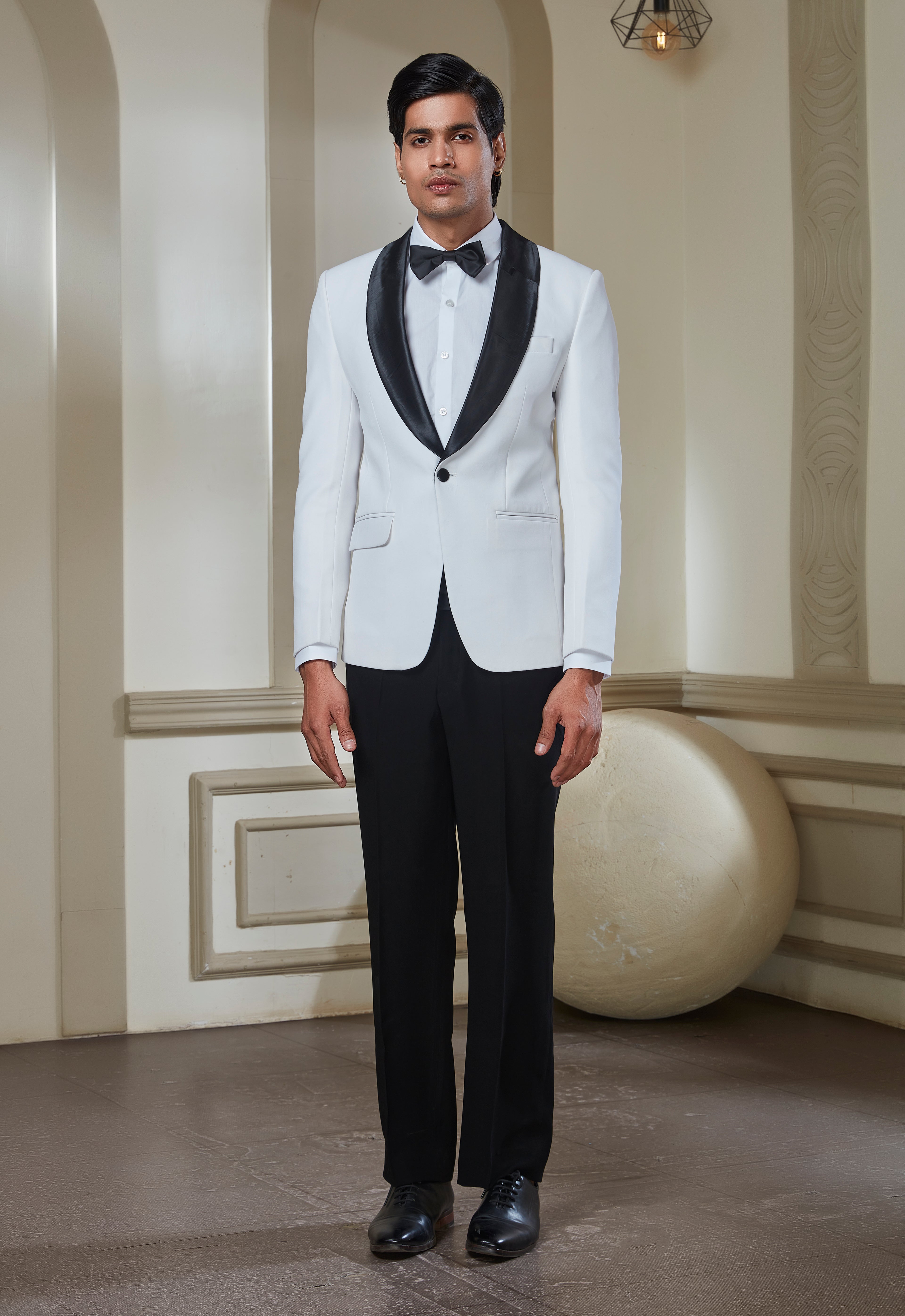 White Polyester Tuxedo Suit