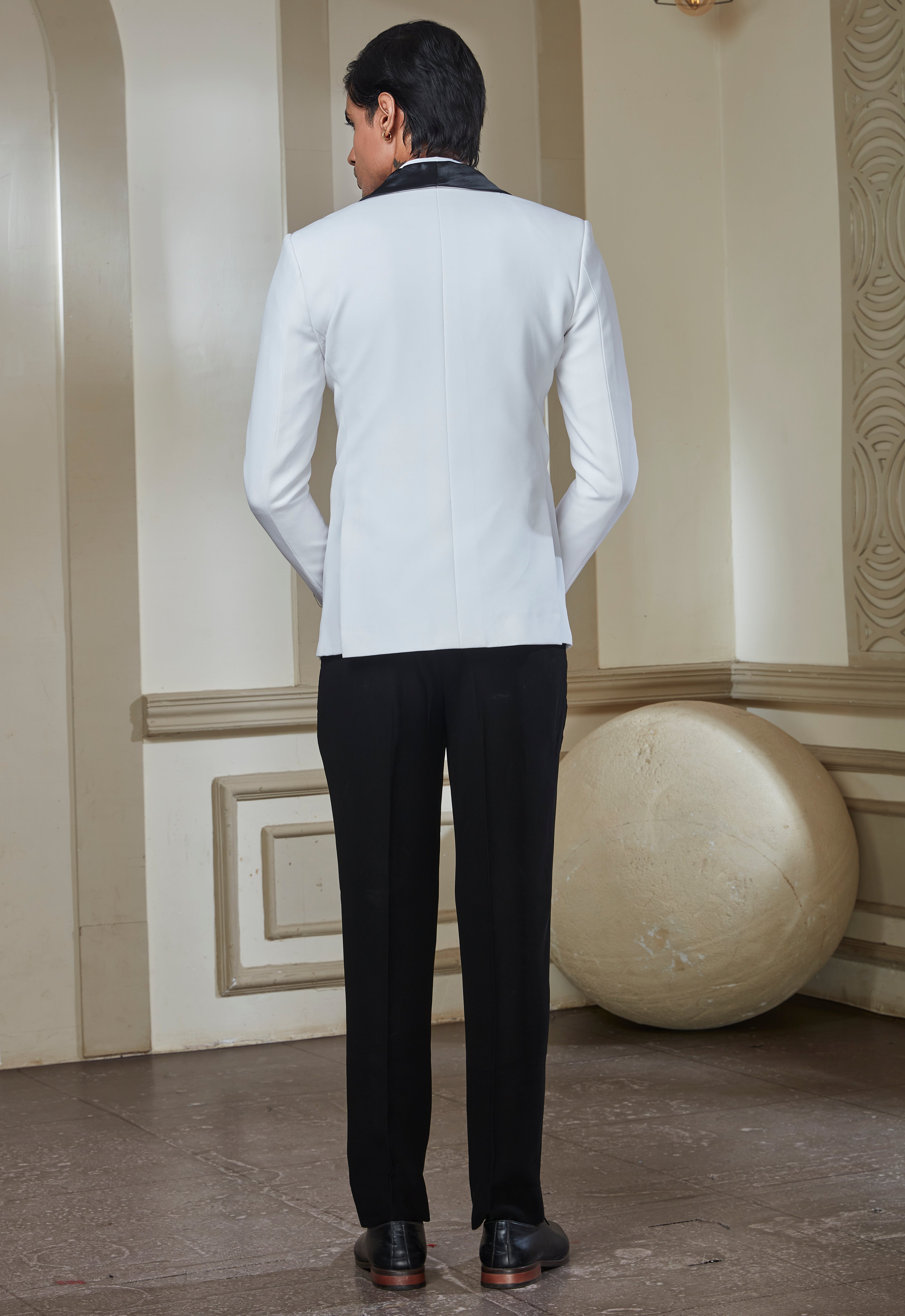 White Polyester Tuxedo Suit