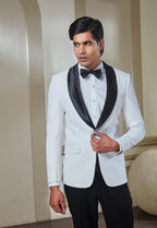 White Polyester Tuxedo Suit