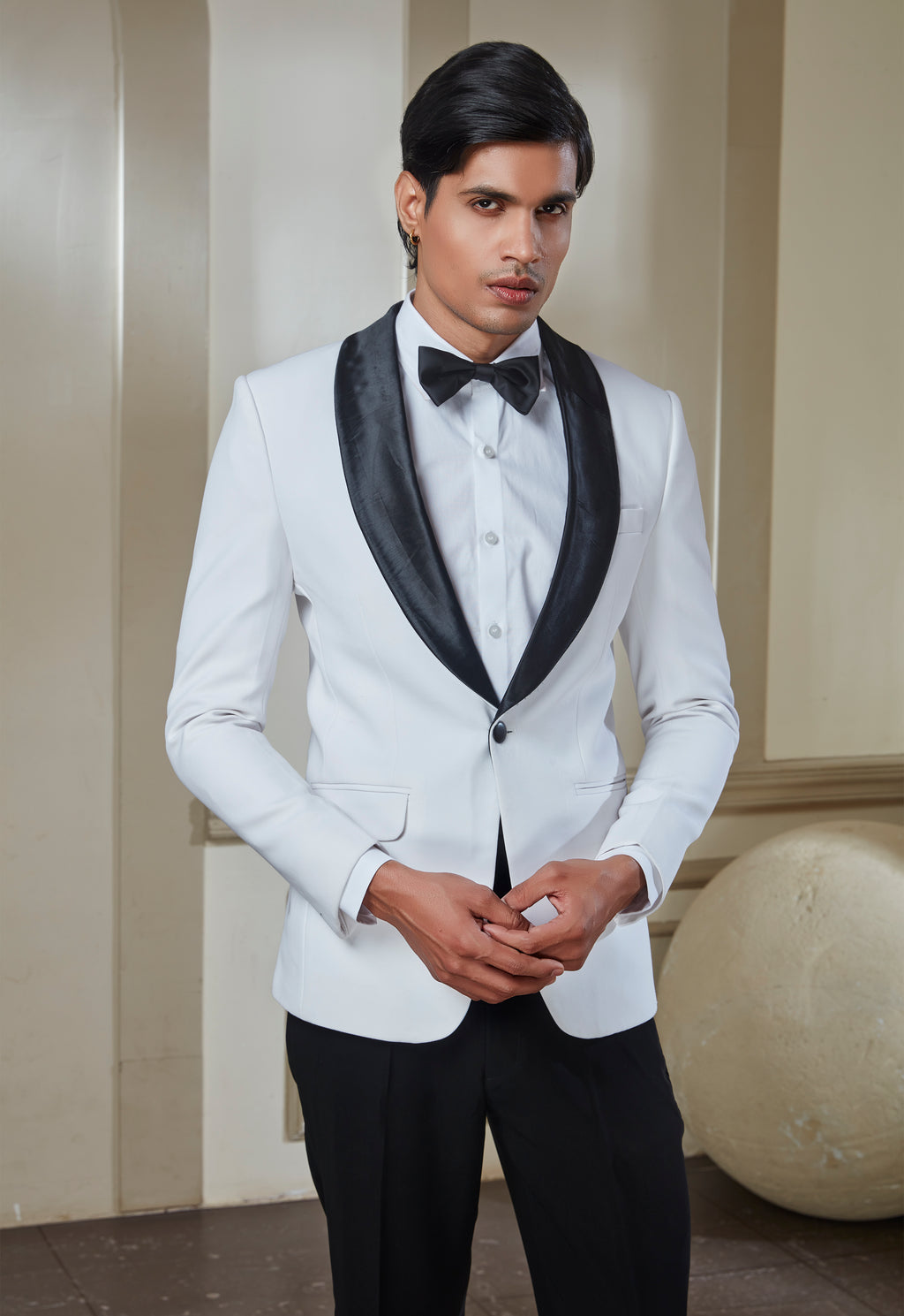 White Polyester Tuxedo Suit