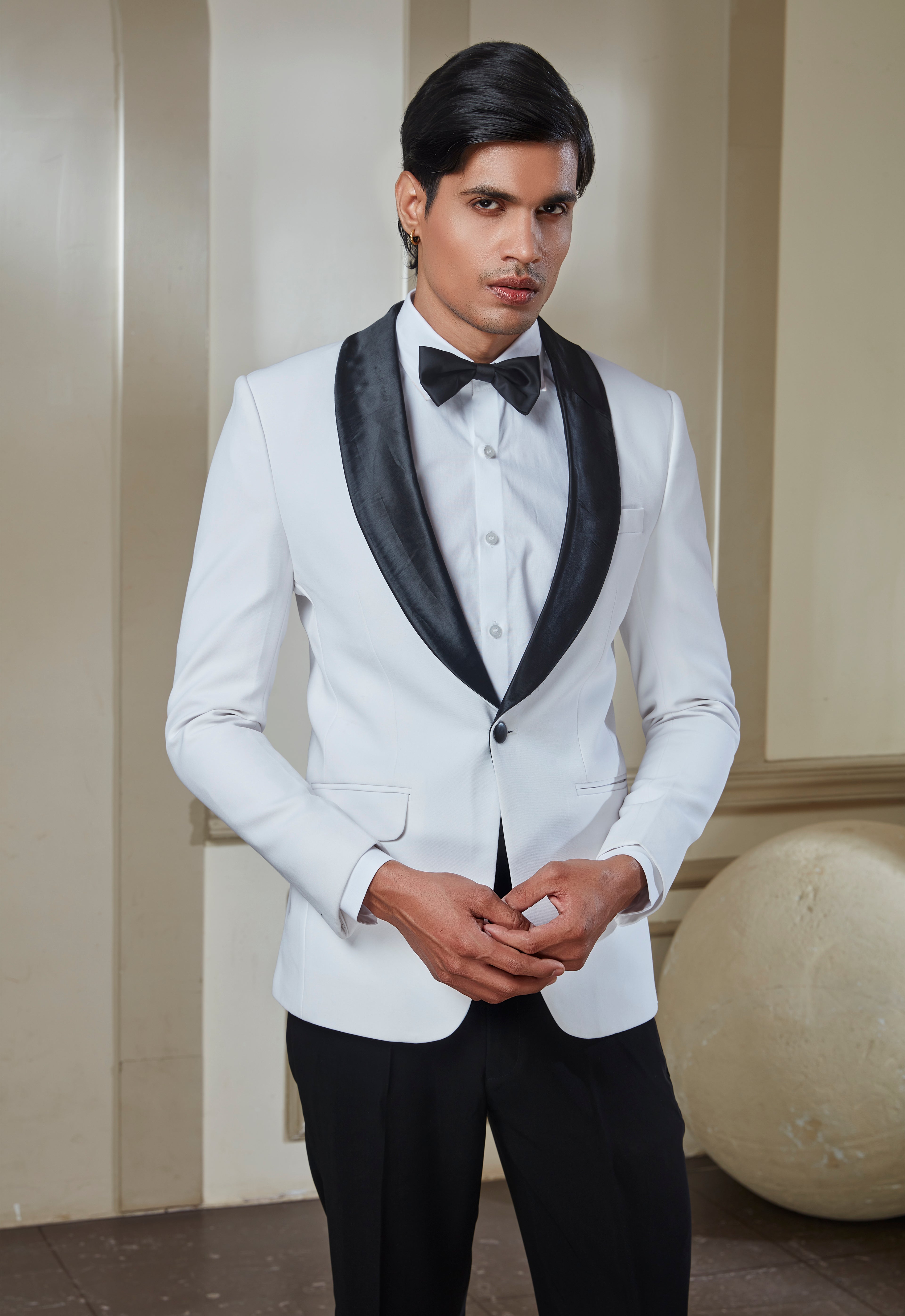 White Polyester Tuxedo Suit
