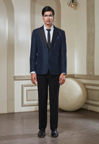 Blue Polyester Tuxedo Set