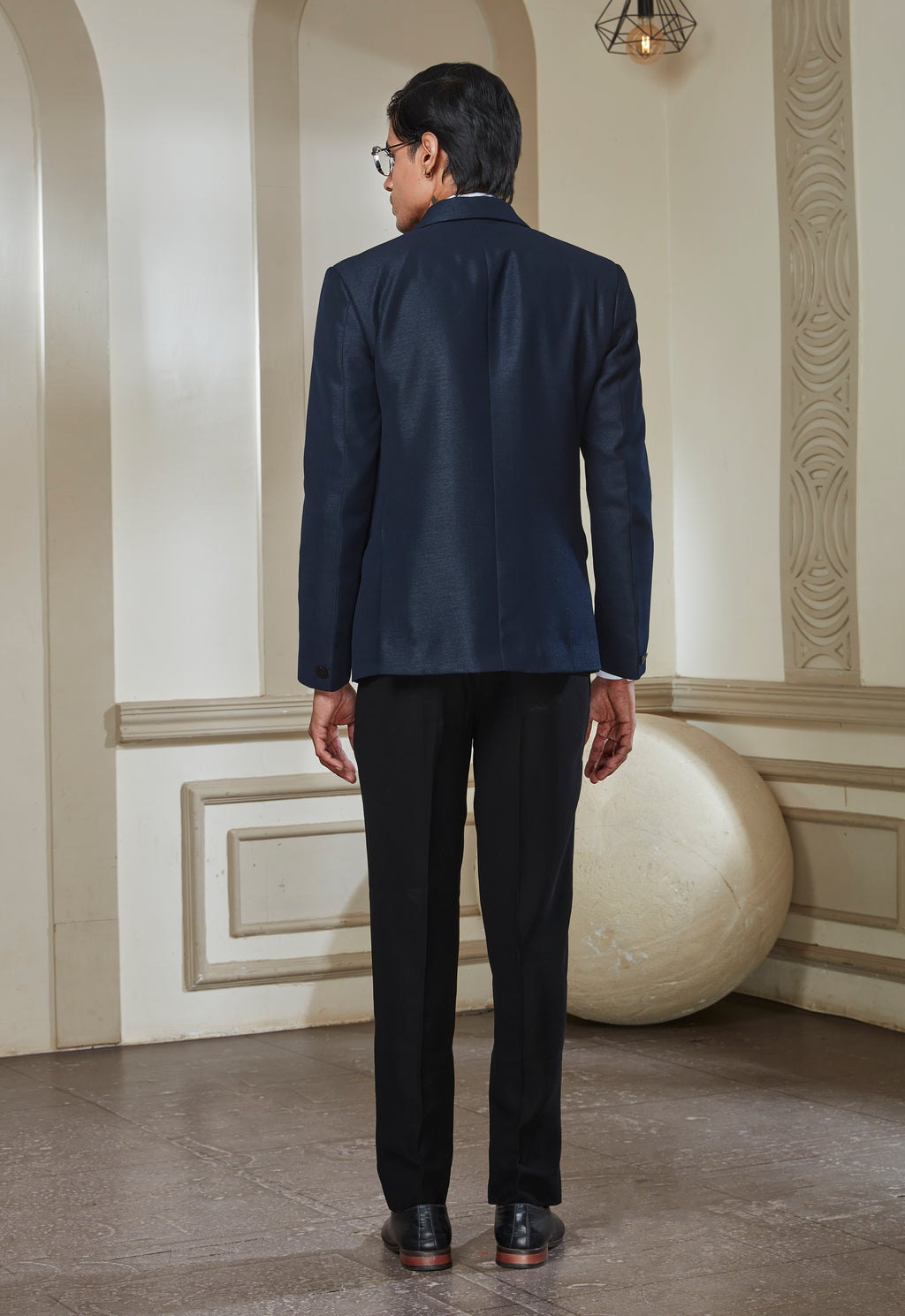 Blue Polyester Tuxedo Set