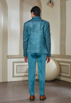 Embroidered Indowestern Set With Open Jacket And Bandi