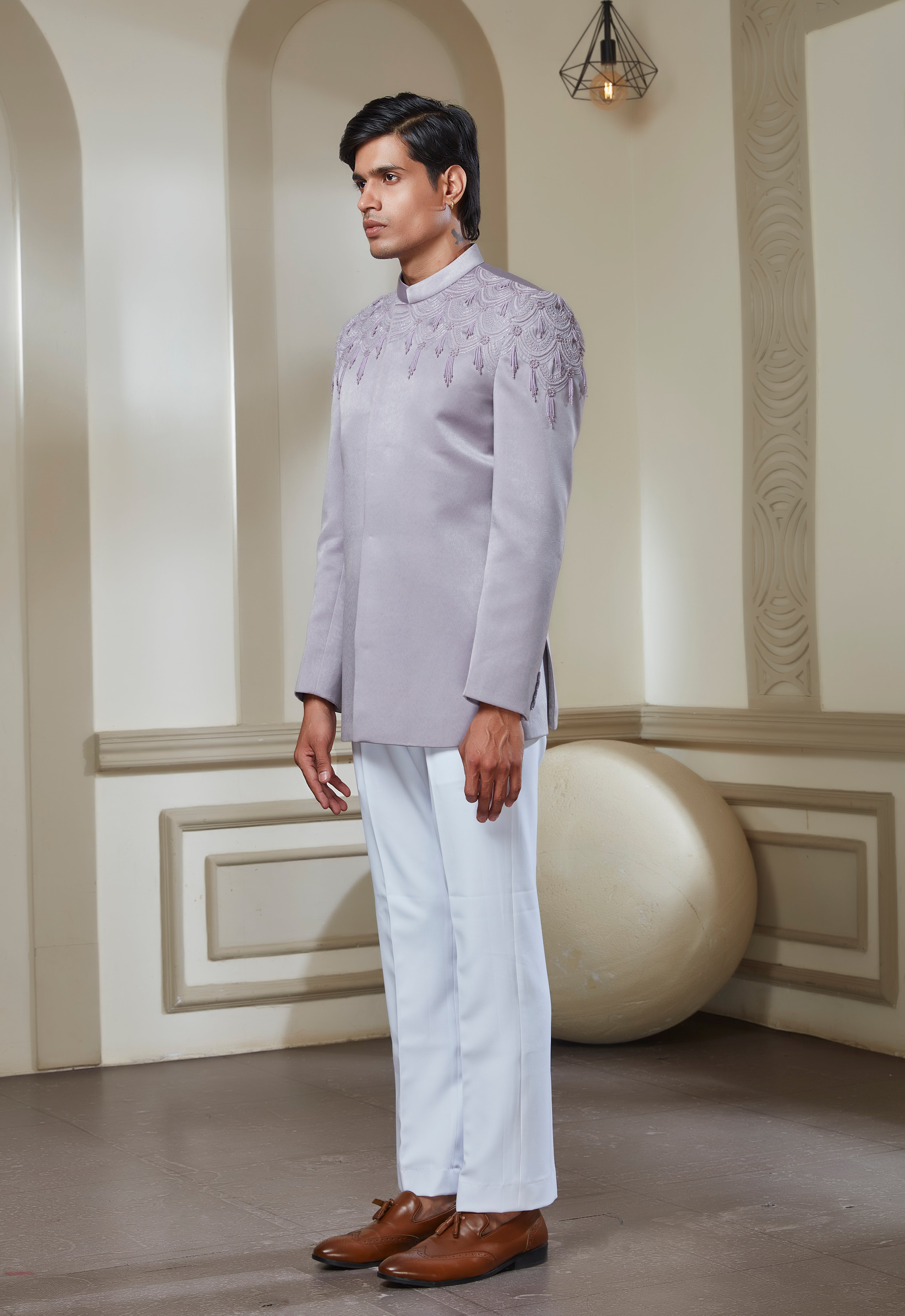 Lilac Embroidered Jodhpuri Set
