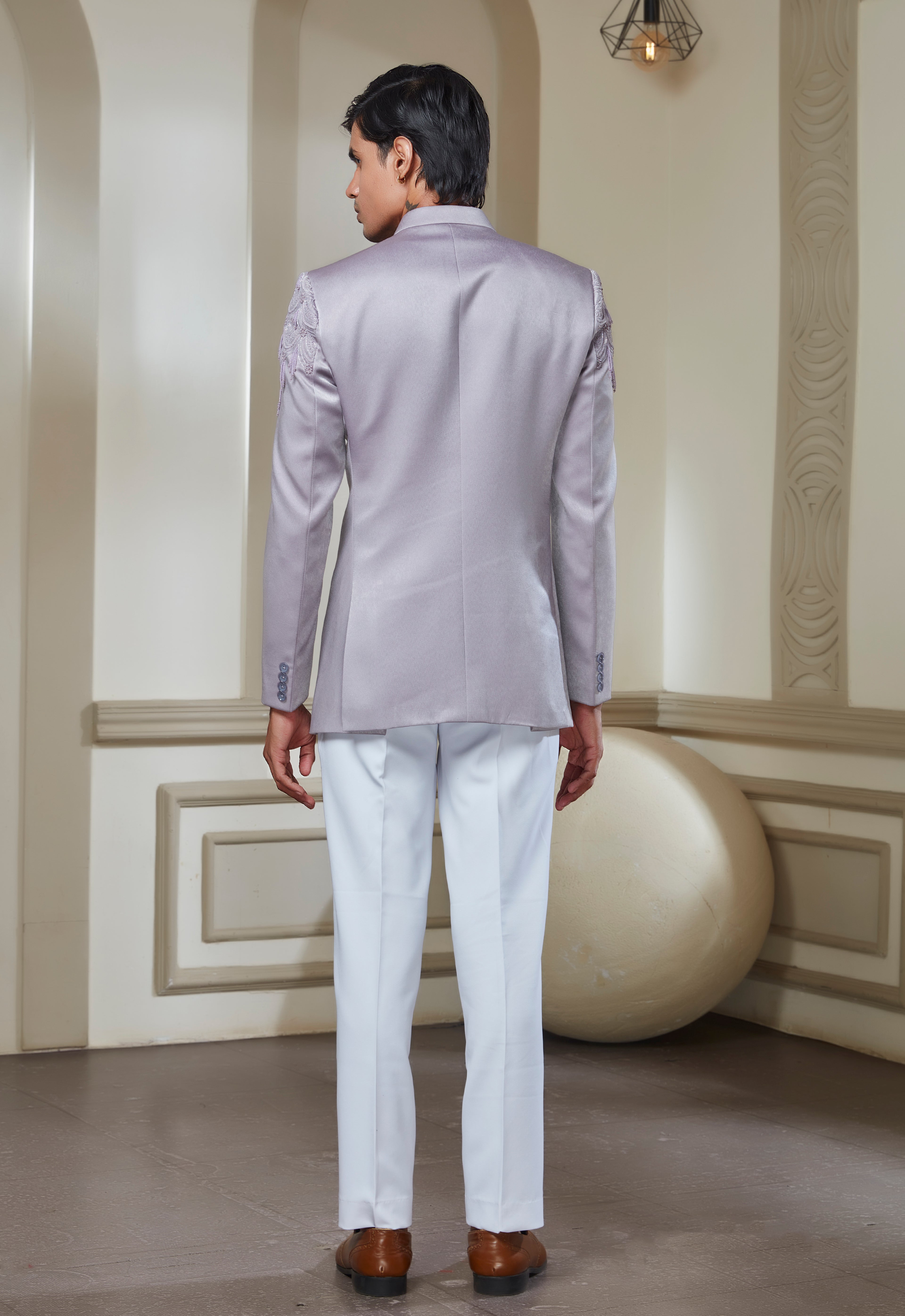 Lilac Embroidered Jodhpuri Set