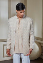 Pink Embroidered Silk Indowestern Set