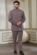 Ensemble Jodhpuri violet sourd avec broche et boutons