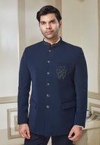 Embroidered Brooch On Jodhpuri With Pant
