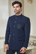Embroidered Brooch On Jodhpuri With Pant