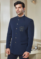 Embroidered Brooch On Jodhpuri With Pant