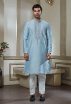 Blue Embroidered Kurta With Pant Set