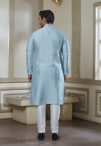 Blue Embroidered Kurta With Pant Set