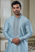 Blue Embroidered Kurta With Pant Set