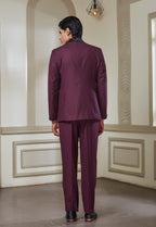 Wine 3 Peice Tuxedo Set With Black Satin Lapel