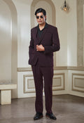 Wine Polyster Suit Set