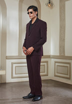 Wine Polyster Suit Set