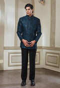 Teal Green Sequin Embroidered Jodhpuri And Pant