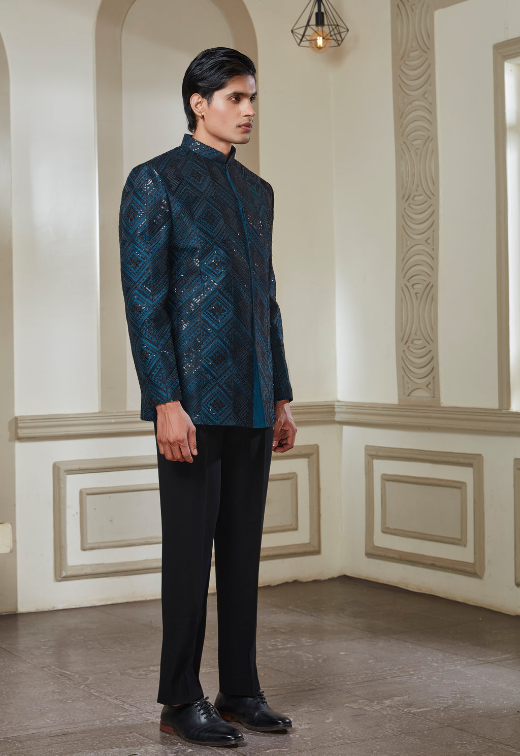 Teal Green Sequin Embroidered Jodhpuri And Pant
