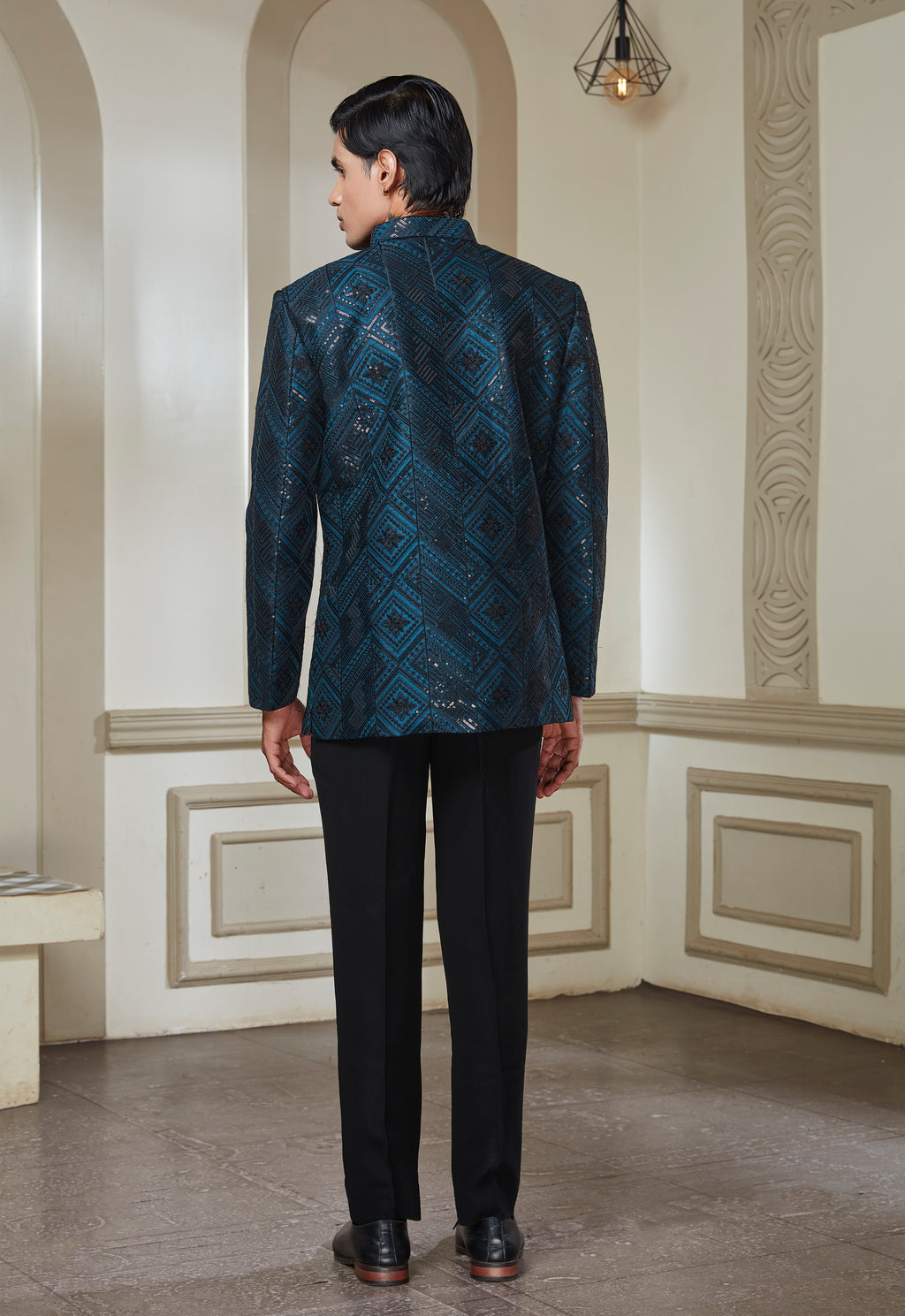 Teal Green Sequin Embroidered Jodhpuri And Pant
