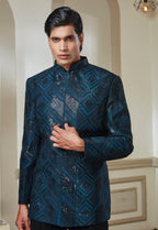 Teal Green Sequin Embroidered Jodhpuri And Pant