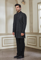 Embroidered Jacket With Bandi And Pant Set