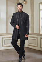 Embroidered Jacket With Bandi And Pant Set