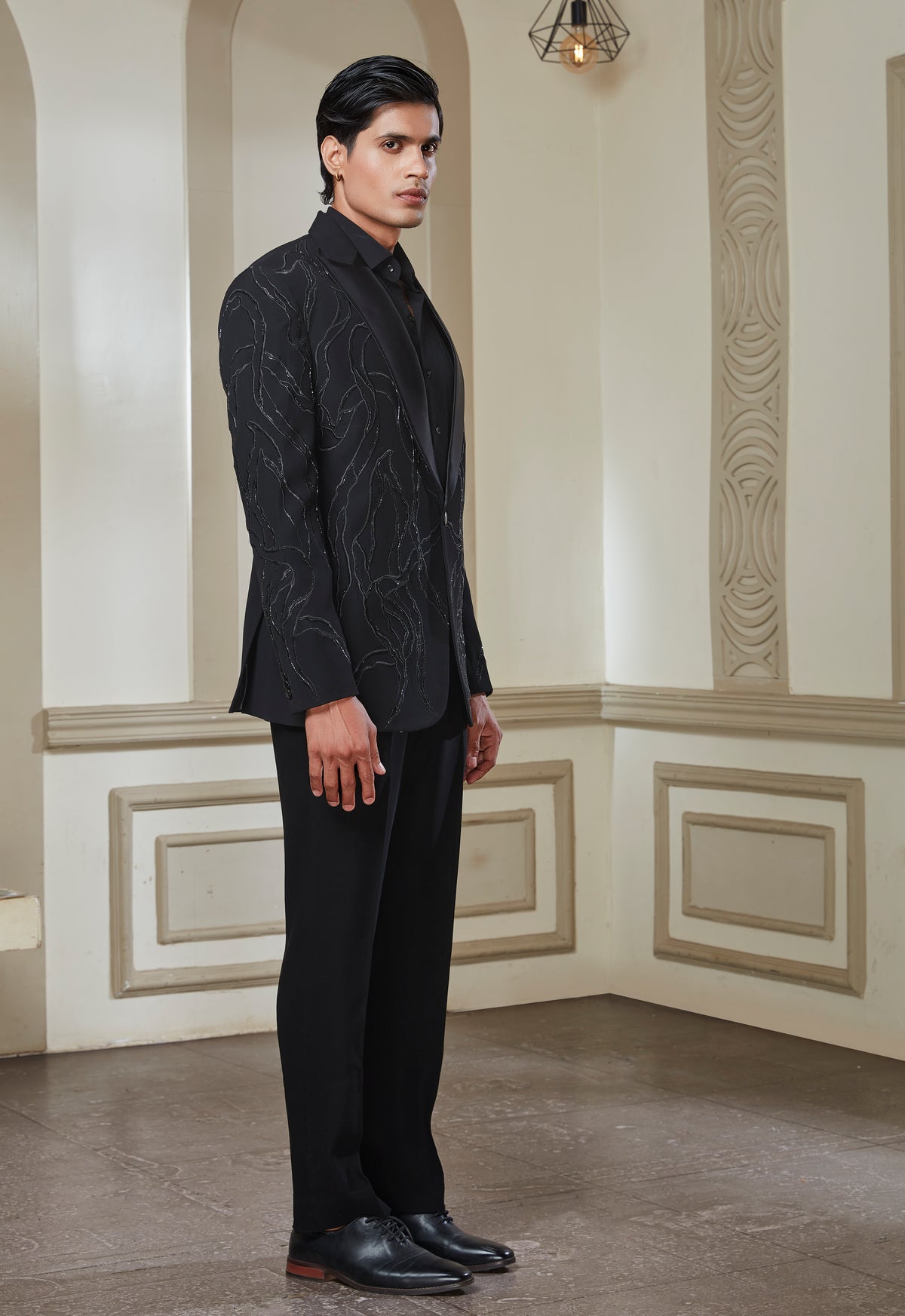 Black Embroidered Tuxedo