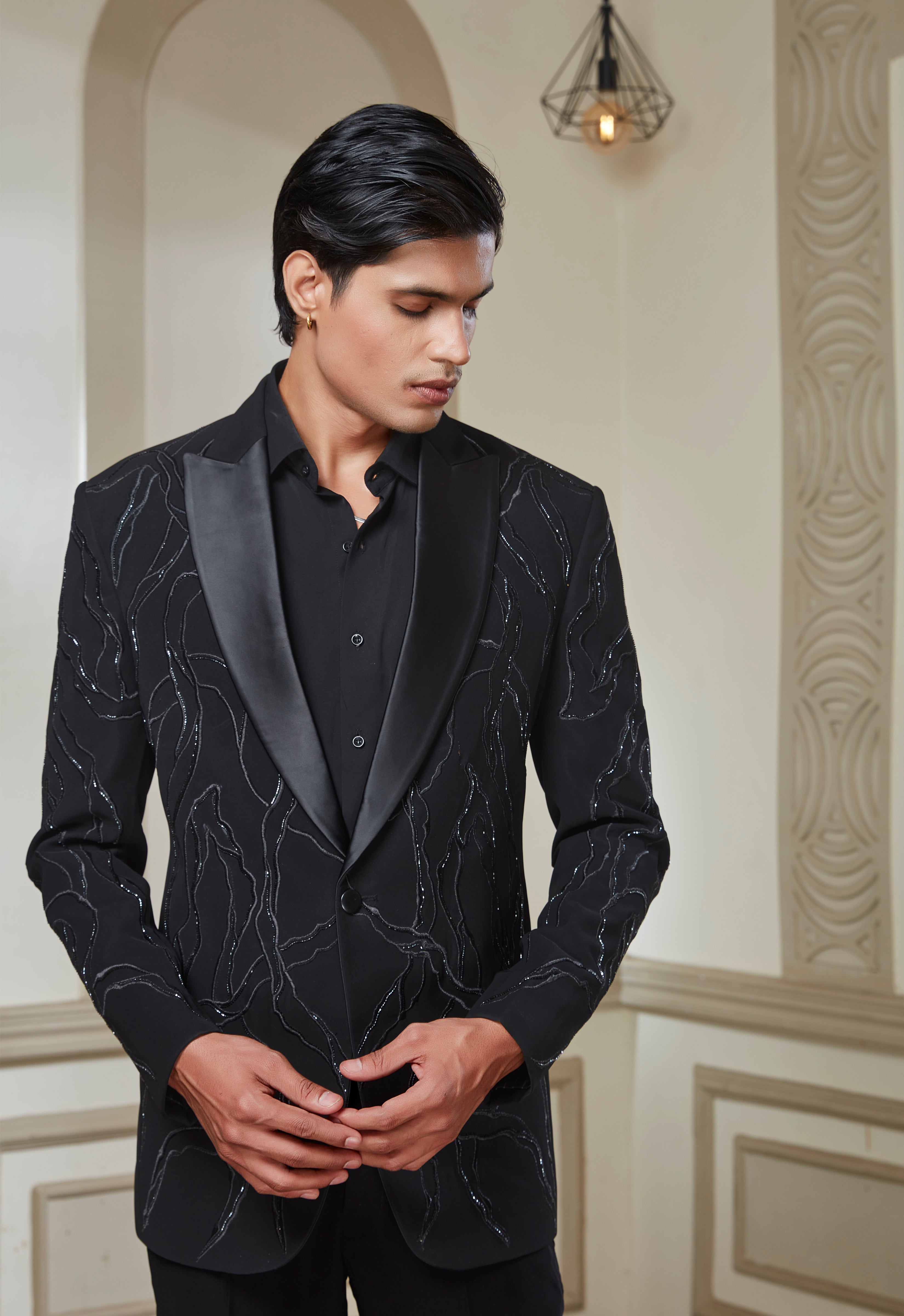 Black Embroidered Tuxedo