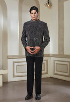 Black Jodhpuri Set With Silver Embroidery