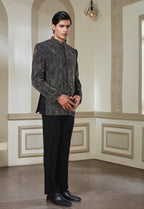 Black Jodhpuri Set With Silver Embroidery