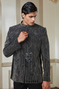 Black Jodhpuri Set With Silver Embroidery