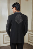 Black Jodhpuri Set With Silver Embroidery