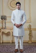 White Embroidered Sherwani Set