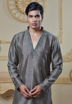 Olive Green Silk Embroidered Bandi Jacket Set