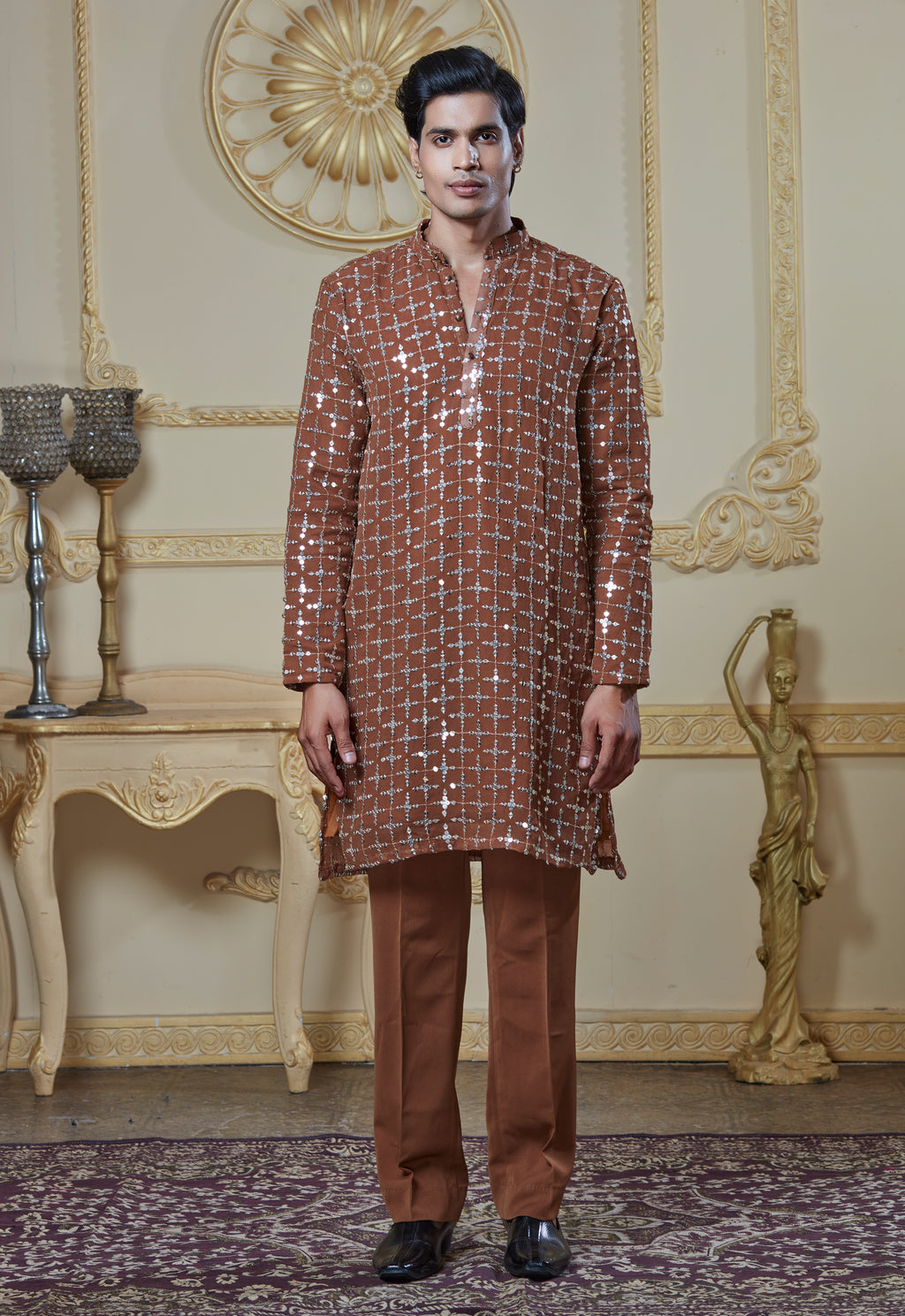 Sequin Embroidered Kurta And Pant