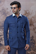 Blue Safari Jacket And Pant Set