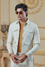 Cream Safari Jacket And Pant Set