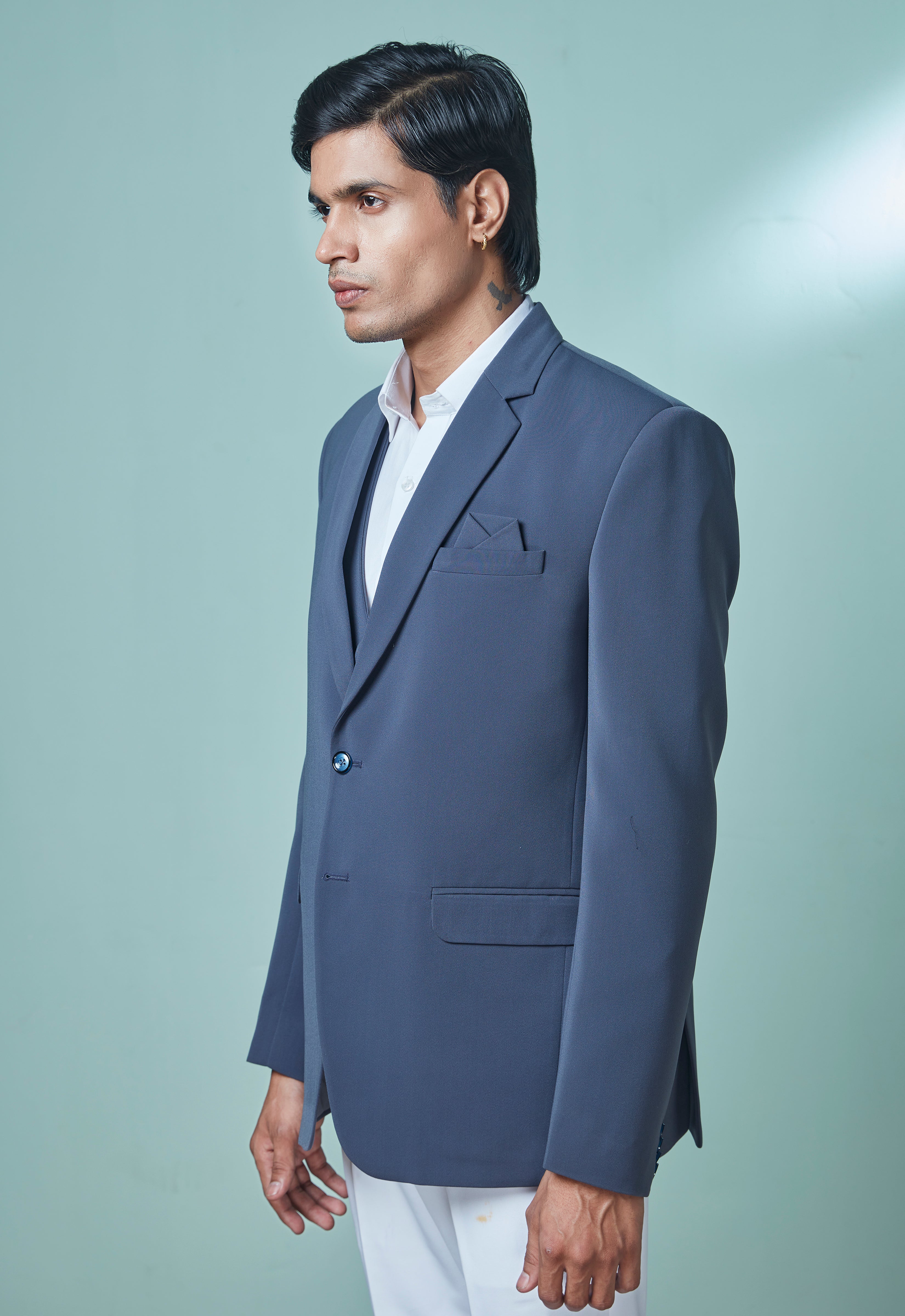 Blue Polyster 3 Peice Suit Set