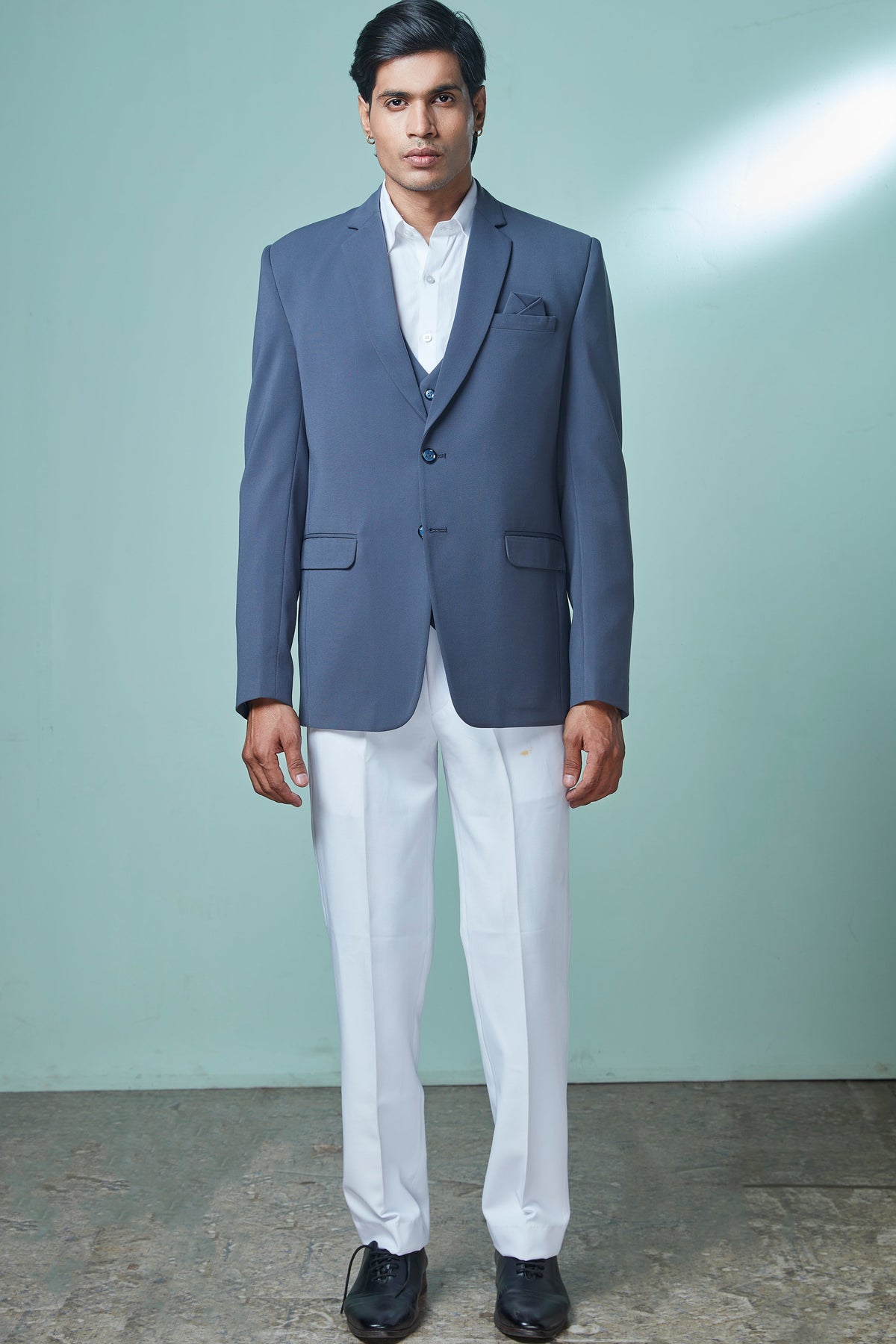 Blue Polyster 3 Peice Suit Set